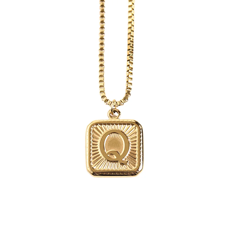 Gold Stainless Steel 26 Letter Charm Necklace Series