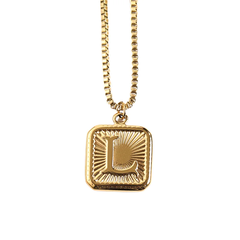Gold Stainless Steel 26 Letter Charm Necklace Series