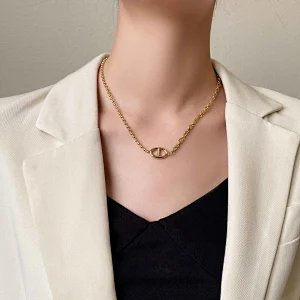 Stainless Steel Simple Thick Chain Necklace Customized