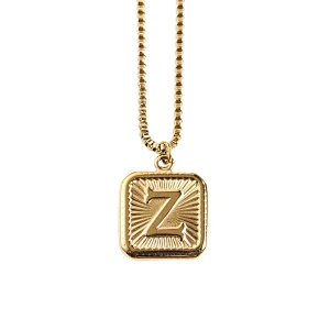 Gold Stainless Steel 26 Letter Charm Necklace Series