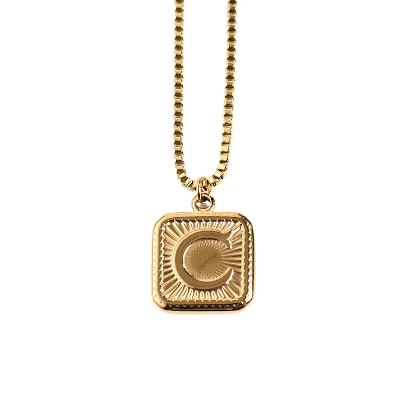 Gold Stainless Steel 26 Letter Charm Necklace Series