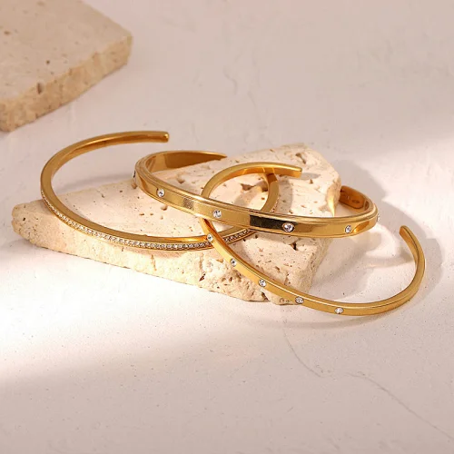 Simple Zircon Bracelet Stainless Steel Open Bracelet