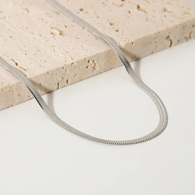Simple Necklace Silver Single Layer Choker Stainless Steel Necklace