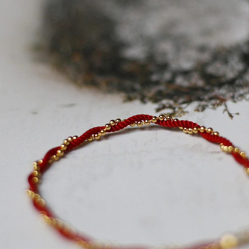 Red Thread Twisted With Ball Chain Bracelet Wholesale