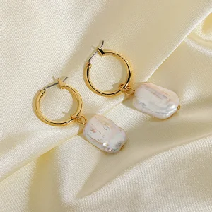 Fashion Baroque Natural Freshwater Pearl Drop Earrings Wedding