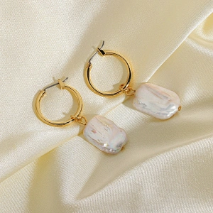 Fashion Baroque Natural Freshwater Pearl Drop Earrings Wedding