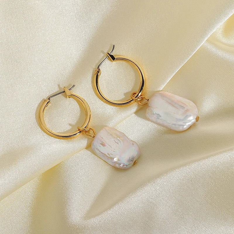 Fashion Baroque Natural Freshwater Pearl Drop Earrings Wedding