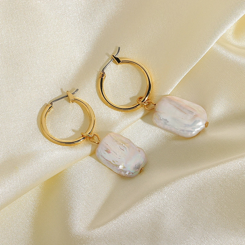 Fashion Baroque Natural Freshwater Pearl Drop Earrings Wedding