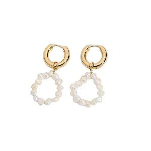 Fresh Water Pearl Drop Hoop Earrings Wholesale