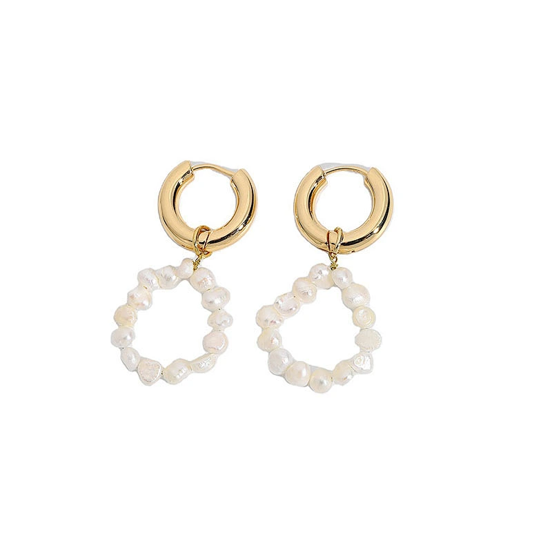 Fresh Water Pearl Drop Hoop Earrings Wholesale