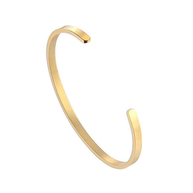 Simple Basic Gold Stainless Steel Bracelet