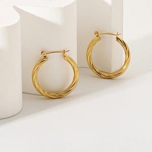Fashion Gold C Shape Metal Earrings Wholesale