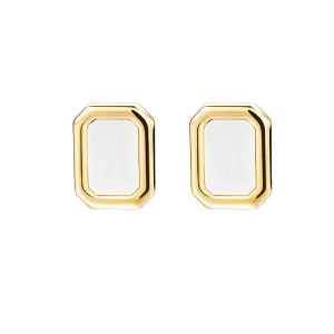 18K Gold Plating Rectangle Shell Stud Earrings Wholesale