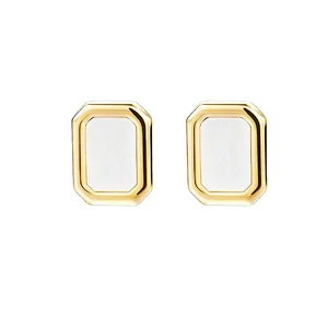 18K Gold Plating Rectangle Shell Stud Earrings Wholesale