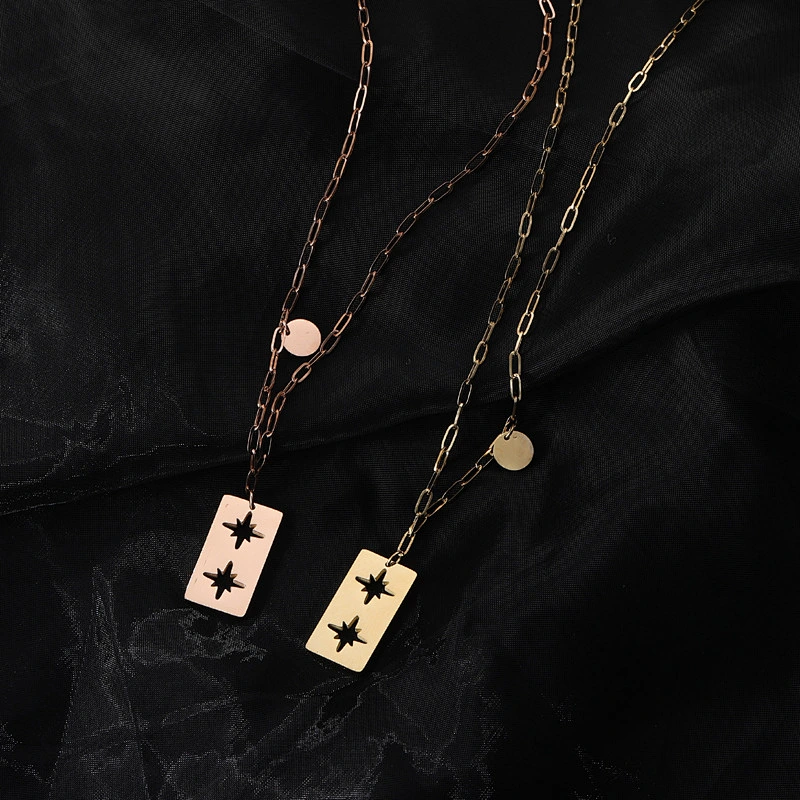 Trend Double Hollow Star Pendant Necklace Customize