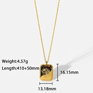 New 18k Gold Plated Engraved Necklace Flower Pendant Necklace