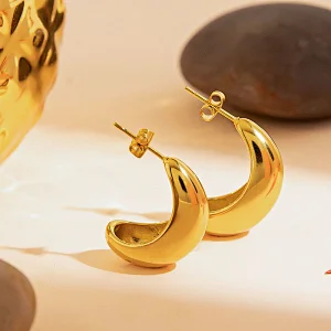Women Stainless Steel 18K Gold Hoop Earrings
