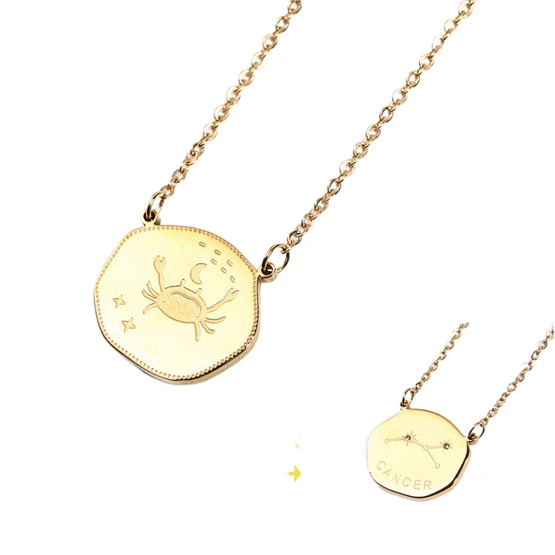 Trend Stainless Steel Zodiac Sign Charm Series Necklace
