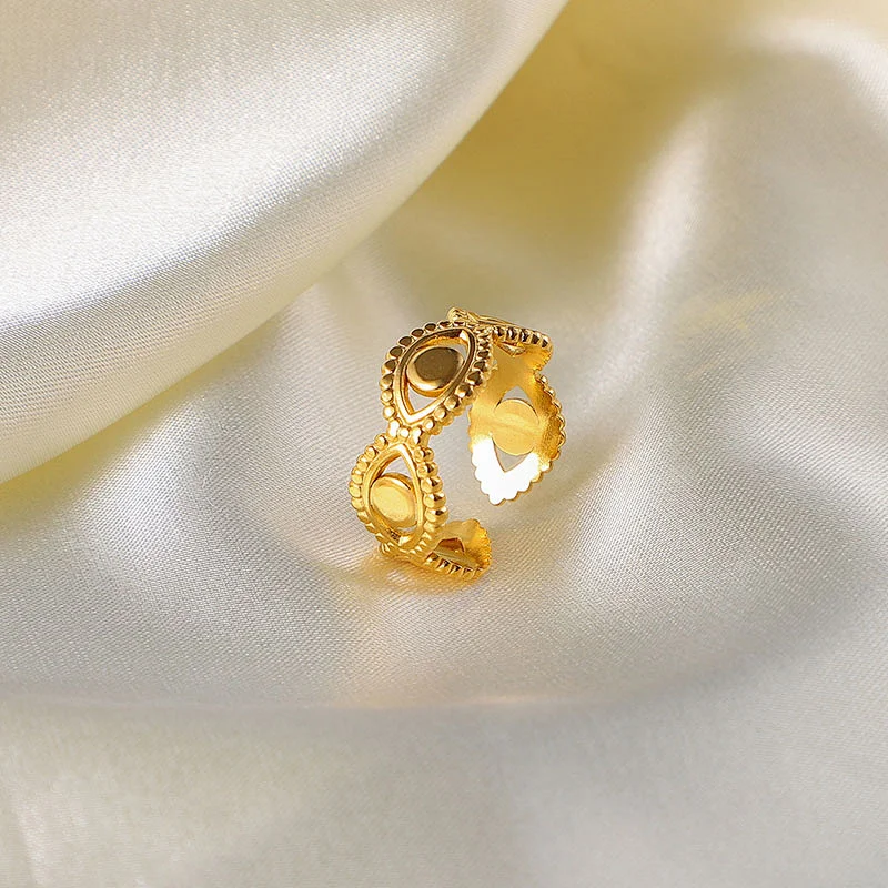 Geometric Stainless Steel Ring Eye Opening 18K Gold Jewelry