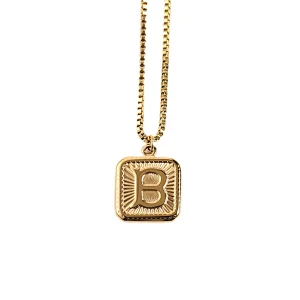 Gold Stainless Steel 26 Letter Charm Necklace Series