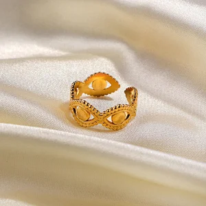 Geometric Stainless Steel Ring Eye Opening 18K Gold Jewelry