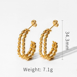 Popular Geometric Stainless Steel Twist Earrings Jewelry