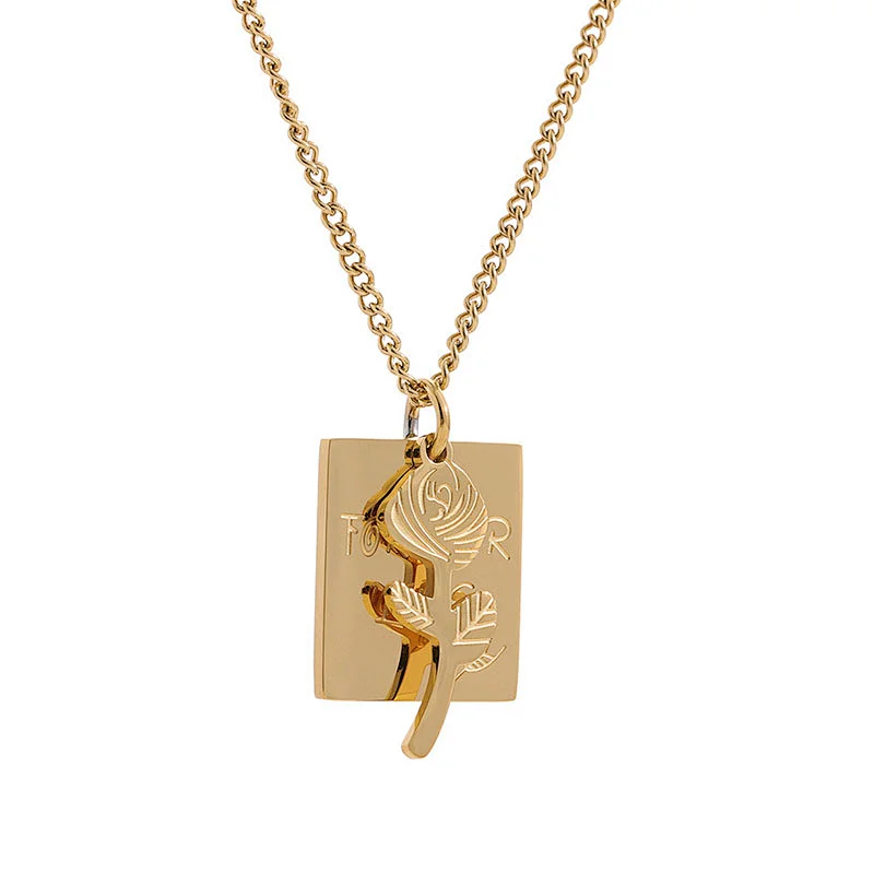 Forever Love Engraved Flower Pendant Necklace