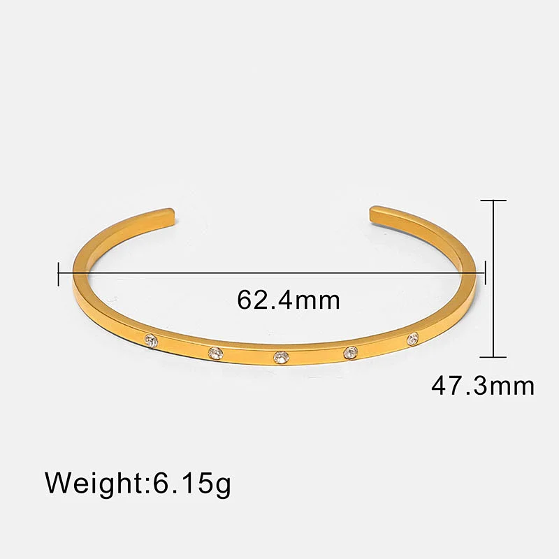 Simple Zircon Bracelet Stainless Steel Open Bracelet