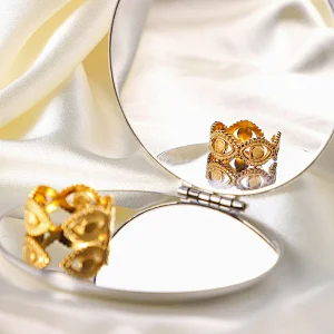 Geometric Stainless Steel Ring Eye Opening 18K Gold Jewelry