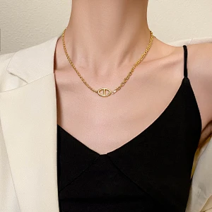 Stainless Steel Simple Thick Chain Necklace Customized