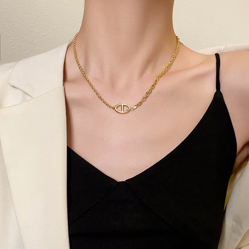 Stainless Steel Simple Thick Chain Necklace Customized