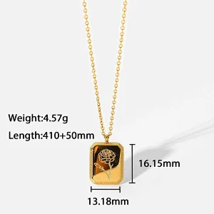 New 18k Gold Plated Engraved Necklace Flower Pendant Necklace