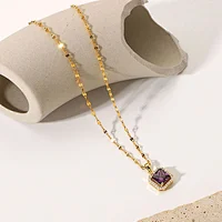 Fashion Necklace Purple Steel Zircon Pendant Necklace Women