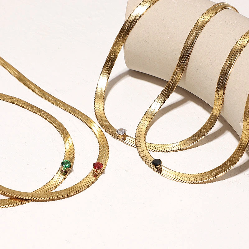 Simple Stainless Steel Jewelry Rectangular Color Necklace