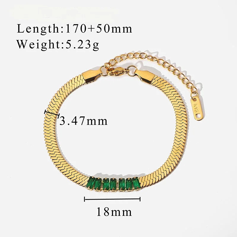 18K Gold Stainless Steel Rectangular Zircon Women Bracelet