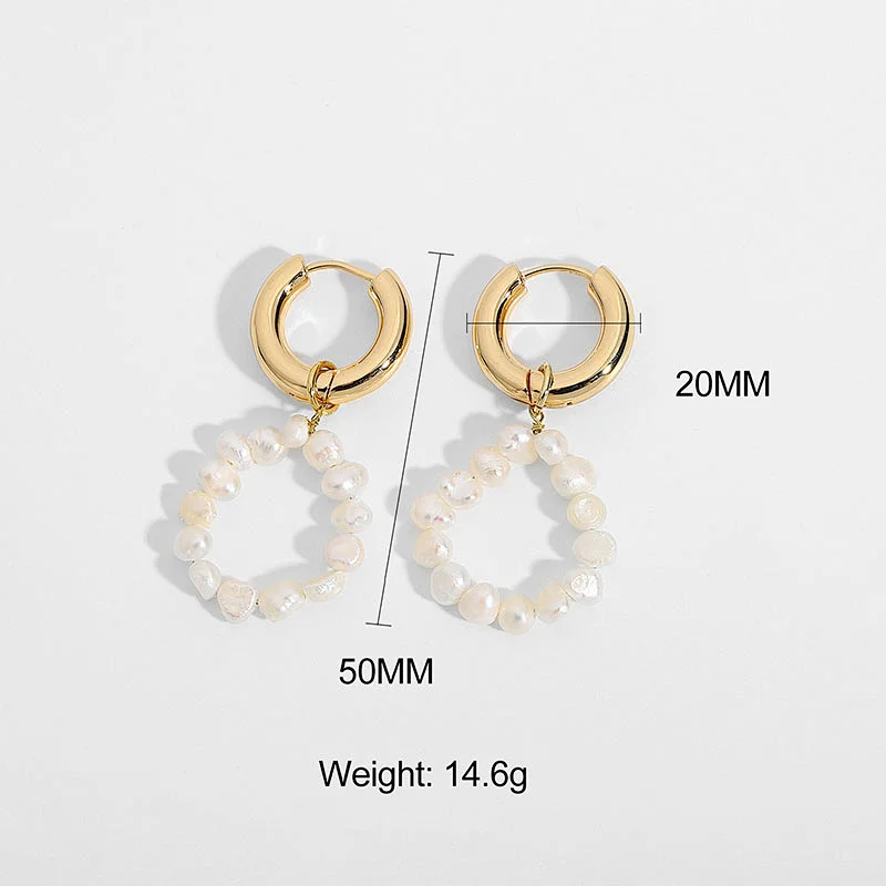 Fresh Water Pearl Drop Hoop Earrings Wholesale