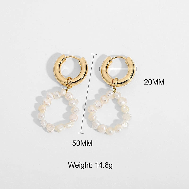 Fresh Water Pearl Drop Hoop Earrings Wholesale