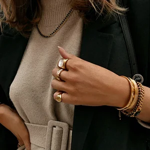 Women Glossy Handmade Stainless Steel Jewelry Ring