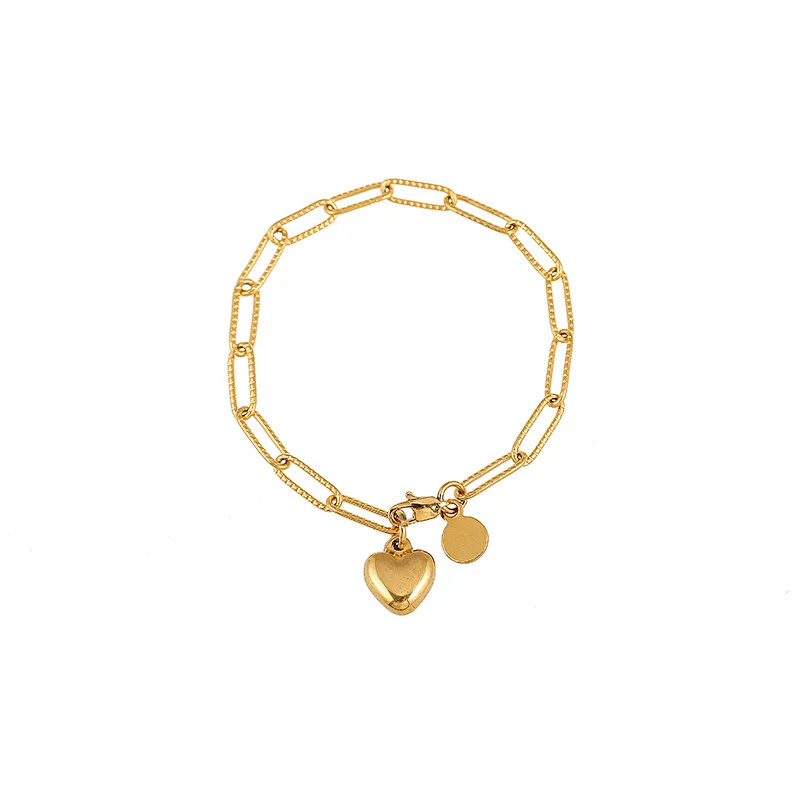 Heart Charm Chain Bracelet For Women Steel Customize