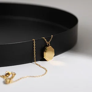 18K Gold Plated Delicate Charm Geometric Cut Necklace Custom