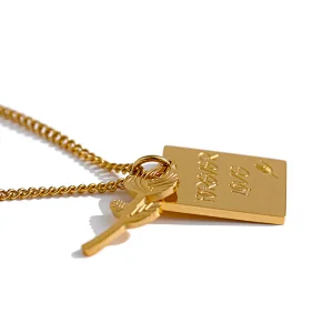Forever Love Engraved Flower Pendant Necklace