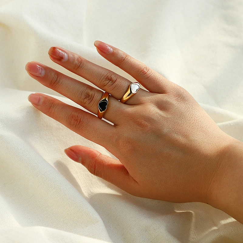 Stainless Steel Heart Ring 18K Gold Plated Heart Ring