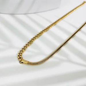 New 18K Titanium Steel Necklace Snake Bone Chain Necklace