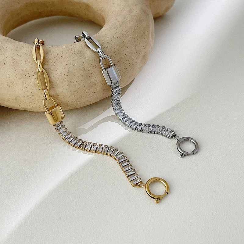 Popular Chain Design OT Buckle Inlaid Zircon Bracelet