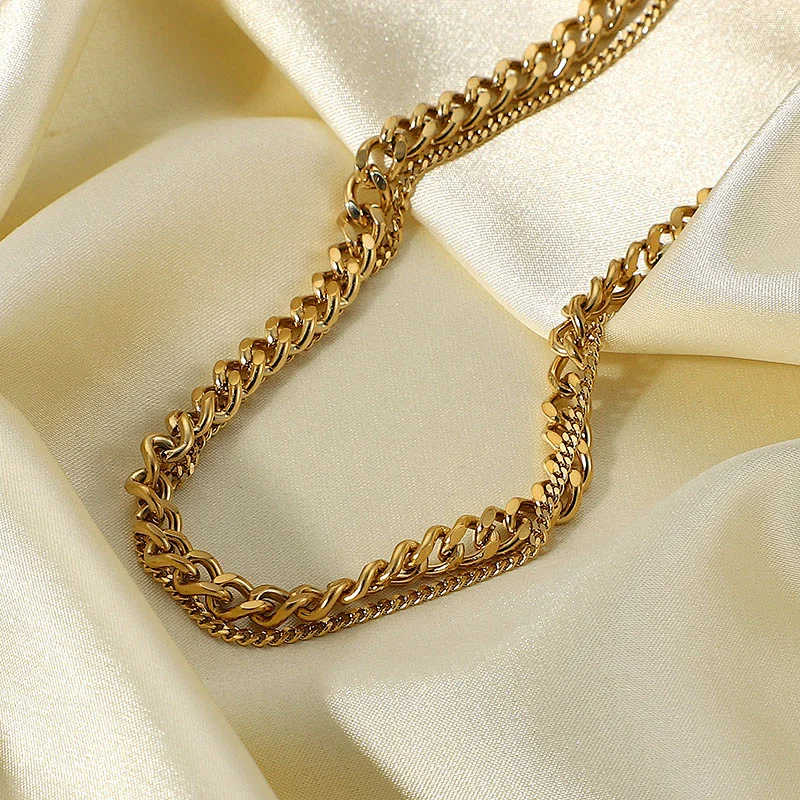 Gold Plated Cuban Chain Necklace Stainless Steel Necklace