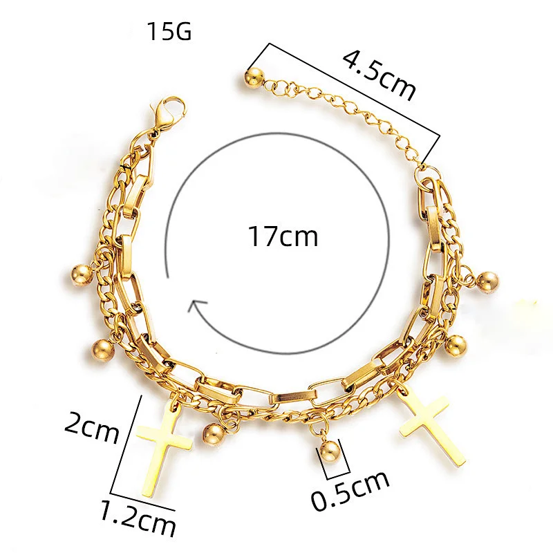 New Bohemian Titanium Steel Bracelet Multilayer Cross Jewelry