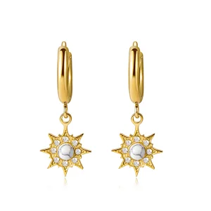 Vintage Diamond Earrings Star Pendant Hoop Earrings