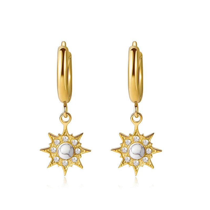 Vintage Diamond Earrings Star Pendant Hoop Earrings