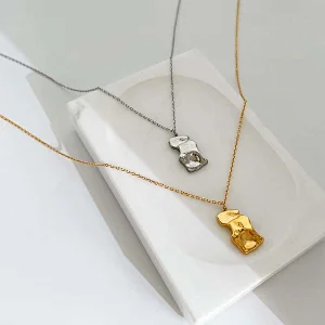 Steel Profiled Pendant Geometric Necklace Earring Set