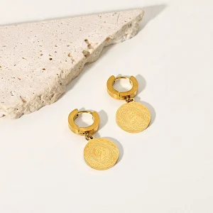 Ladies Stainless Steel Round Drop Earrings Small Hoop Earring
